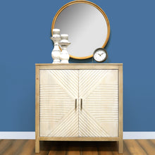 Load image into Gallery viewer, InPlace 32 in. W x 15 in. D x 34 in. H Creme Real Mango Wood 2 Door Accent Cabinet, The Strata, 9020002