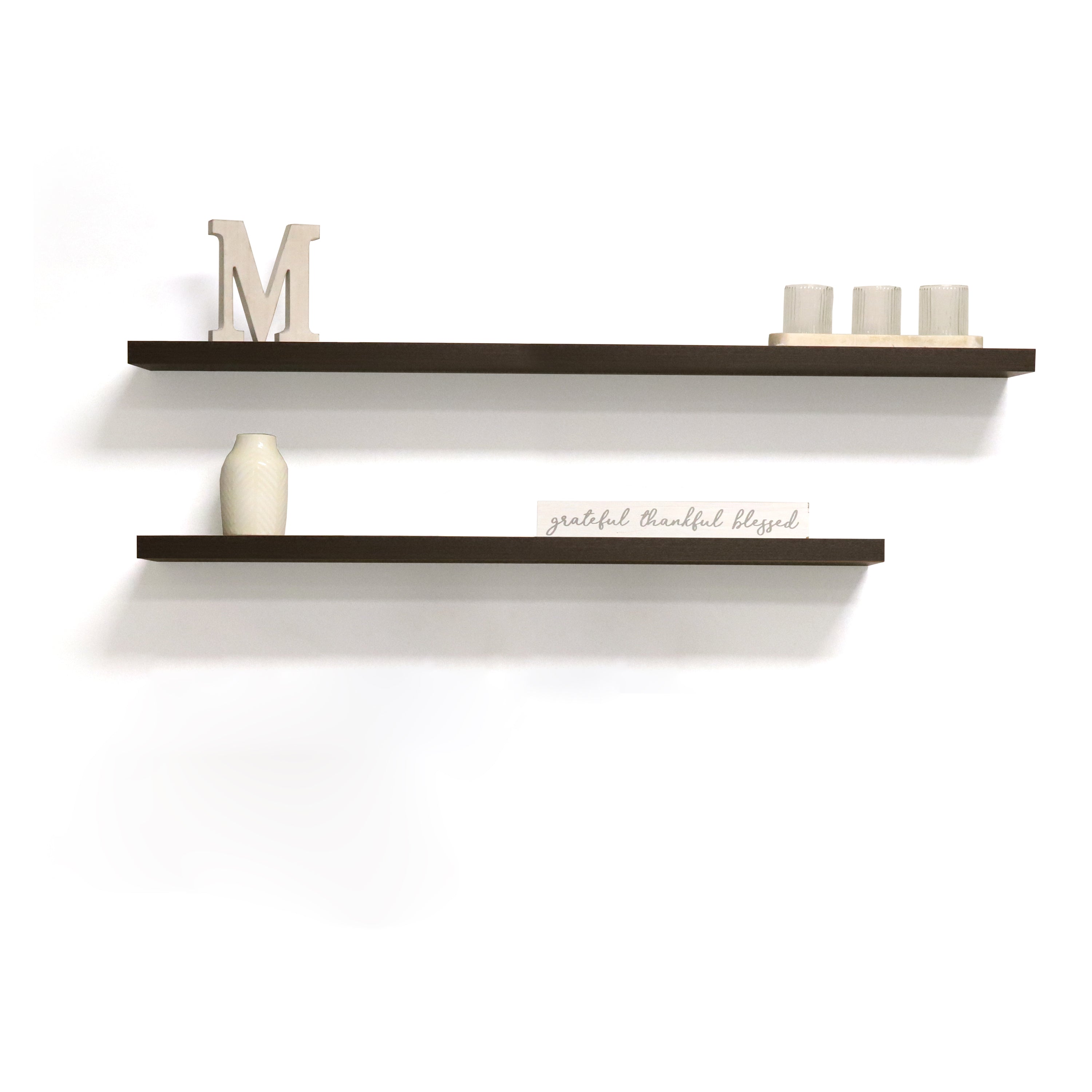 InPlace 72 in Espresso Floating Shelf Wall Mounted Hidden Brackets, 95