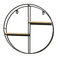Load image into Gallery viewer, InPlace 14.38 in W x 3.98 in D x 14.68 in H Barnwood and Metal Circle Wire Shelf, 9602204E