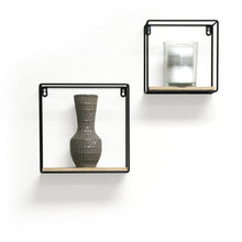 Load image into Gallery viewer, InPlace 2 Pack 9.74-in W x 4-in D x 8-in H Barnwood and Metal Cube Wire Shelf, 9602206E