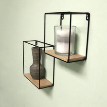 Load image into Gallery viewer, InPlace 2 Pack 9.74-in W x 4-in D x 8-in H Barnwood and Metal Cube Wire Shelf, 9602206E