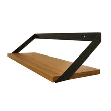 Load image into Gallery viewer, InPlace 24 in. W x 8 in D x 7 in H Angled Black Metal Bracket Shelf, Light Oak, 9602212E