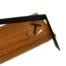 Load image into Gallery viewer, InPlace 24 in. W x 8 in D x 7 in H Angled Black Metal Bracket Shelf, Light Oak, 9602212E