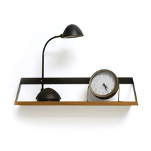 Load image into Gallery viewer, InPlace 24 in. W x 8 in D x 7 in H Angled Black Metal Bracket Shelf, Light Oak, 9602212E