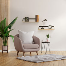 Load image into Gallery viewer, InPlace 24 in. W x 8 in D x 7 in H Angled Black Metal Bracket Shelf, Light Oak, 9602212E