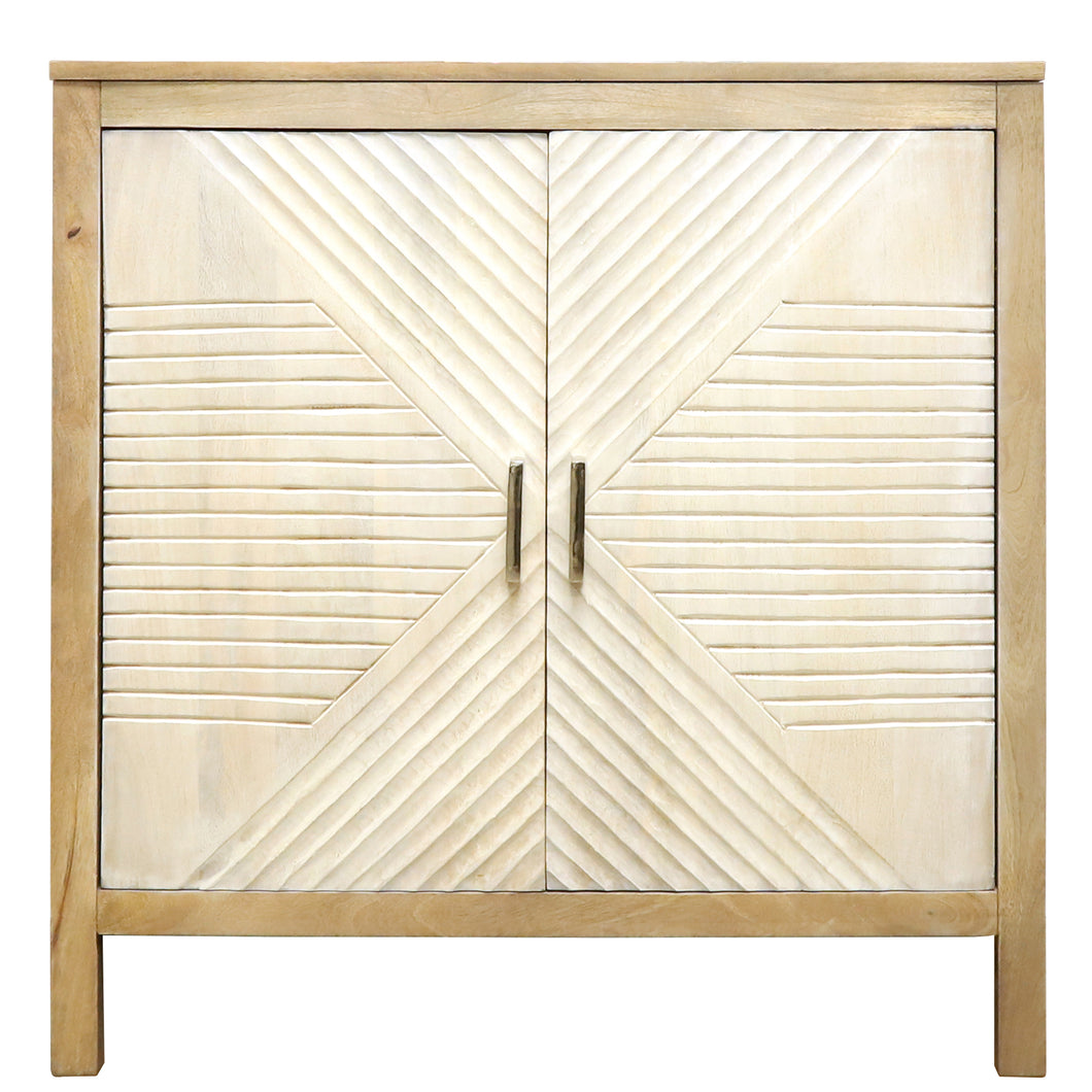 InPlace 32 in. W x 15 in. D x 34 in. H Creme Real Mango Wood 2 Door Accent Cabinet, The Strata, 9020002
