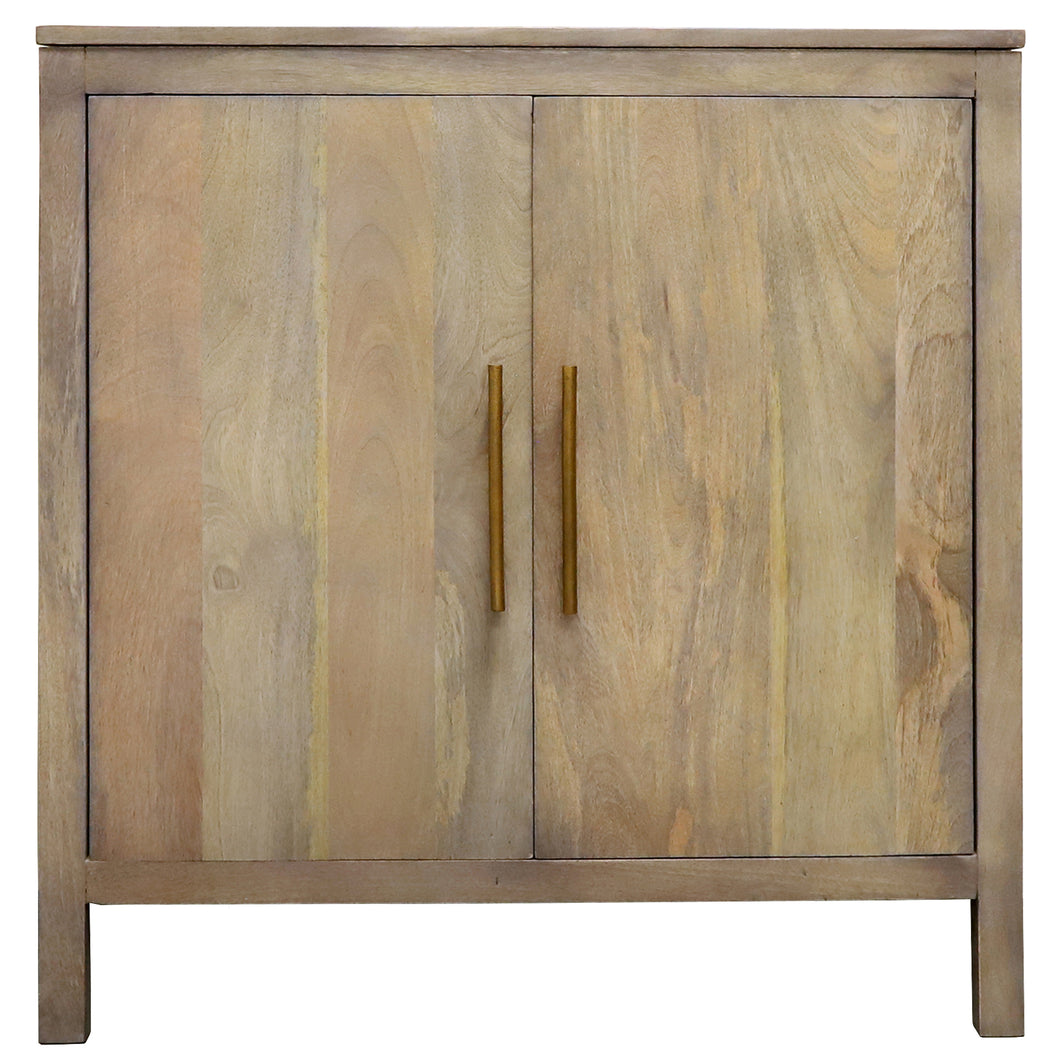InPlace 32 W x 15D x 34H in Ash Grey Real Mango Wood 2 Door Accent Cabinet, The Lumin Design, 9020006