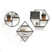 Load image into Gallery viewer, InPlace 18.98 in. W x 3.98 in. D x 16.62 in. H Barnwood/Metal Hexagon Wire Shelf, 9602200E
