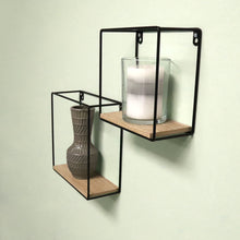 Load image into Gallery viewer, InPlace 2 Pack 9.74-in W x 4-in D x 8-in H Barnwood and Metal Cube Wire Shelf, 9602206E
